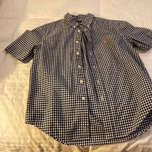 Ralph Lauren boys shirt sleeve shirt. Navy and white. Size M.